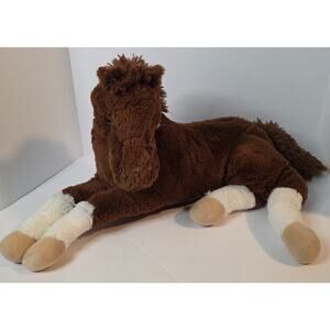 Dan Dee Laying Horse Plush Stuffed Animal. Brown With White Spots & Socks